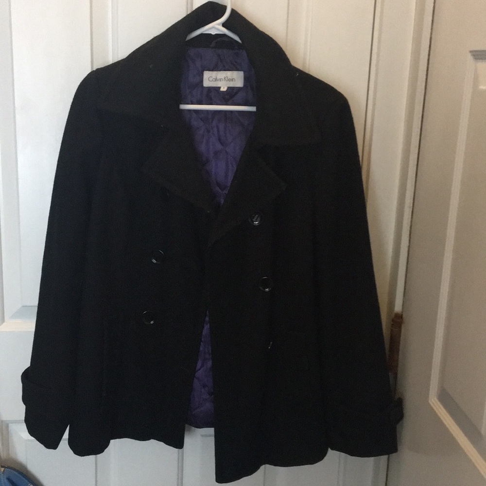 Black Calvin Klein peacoat